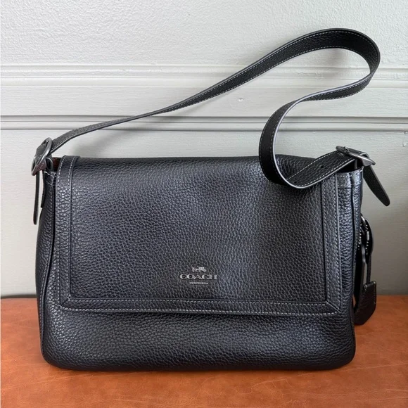 Coach Etta Flap Bag Black/Gunmetal CCE56 - Picture 3 of 6